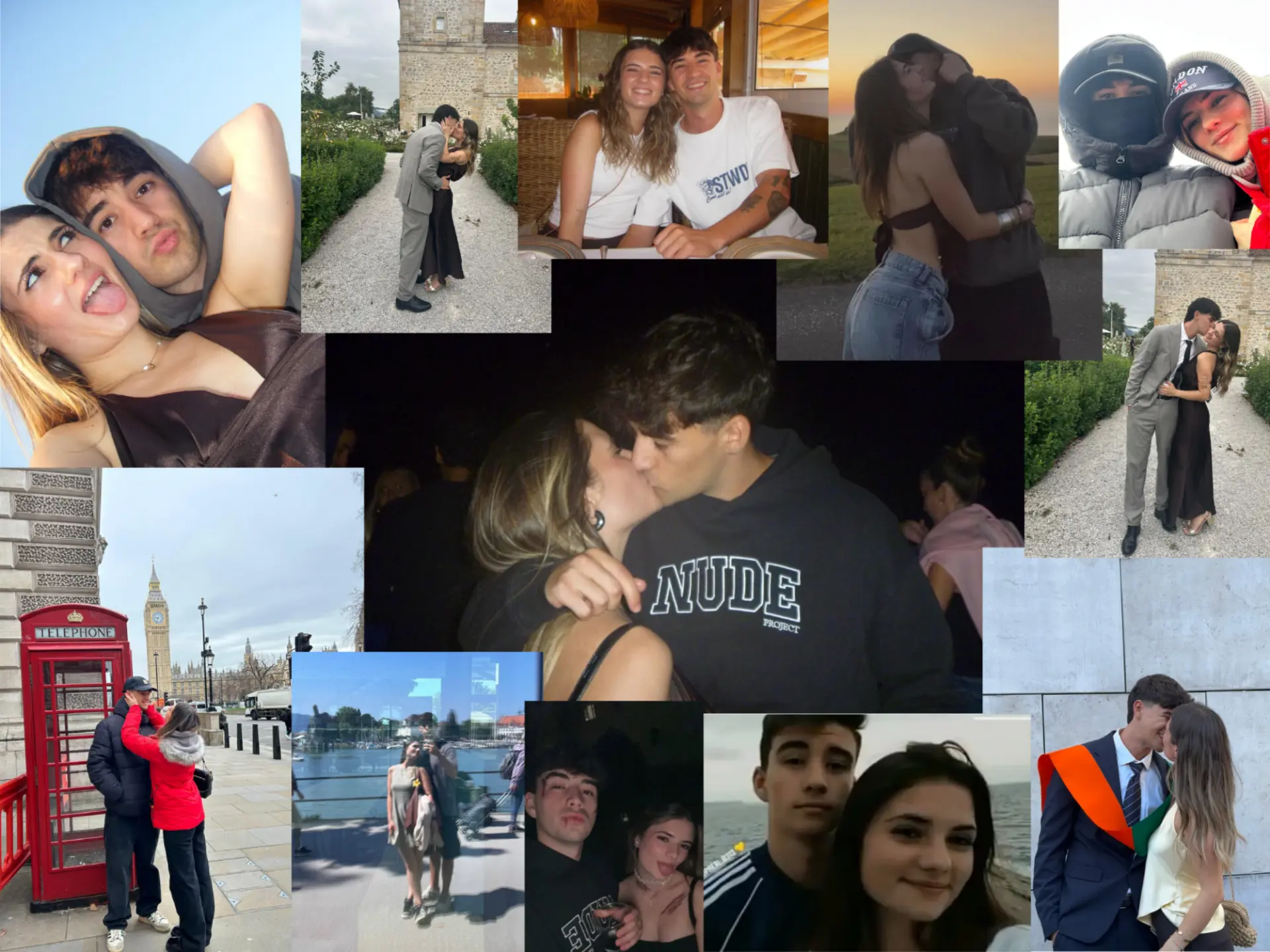 Collage de fotos de Lucía y Diego